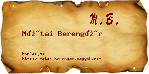 Mátai Berengár névjegykártya